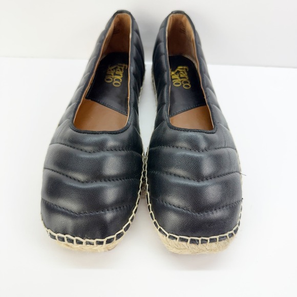 Franco Sarto KIYA Womens Black Leather Quilted Espadrille Ballet Flats Size 7.5M - Picture 1 of 6